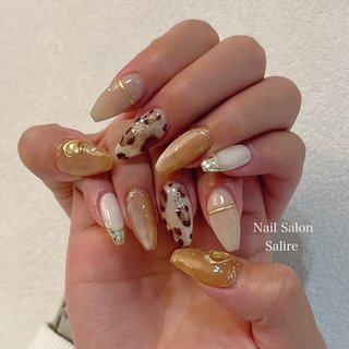 秋/冬/ハンド/マグネット/レオパード - Petit Angeのネイルデザイン[No