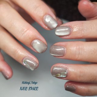 シェル/グレー/マグネットネイルのネイルデザイン｜ネイルブック 