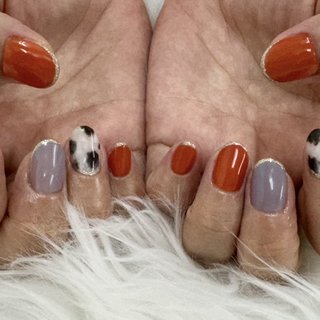 2025年】新着順｜オレンジ/#白べっ甲ネイルのネイルデザイン｜ネイルブック 