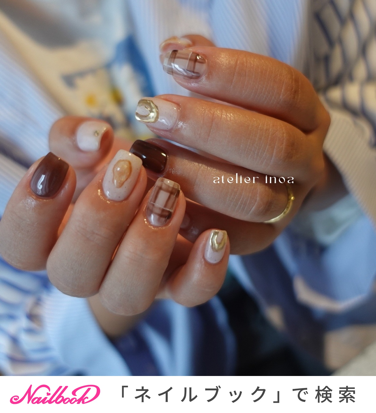 チェック/#50代ネイルのネイルデザイン｜ネイルブック 