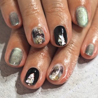 インクネイル/ブラック/マグネットネイルのネイルデザイン｜ネイルブック 