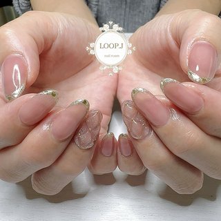 キルティング/ガラスフレンチのネイルデザイン｜ネイルブック 