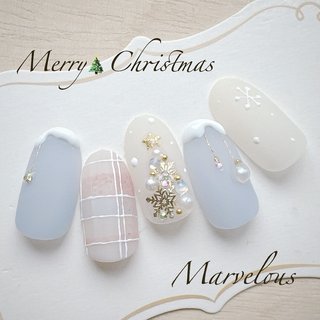 【冬限定】立体ニットネイル｜ネイルチップクリスマス　マグネットネイル雪の結晶 ネイルチップ✨つけ爪✨マグネット✨ハンドメイド✨青空✨雪結晶