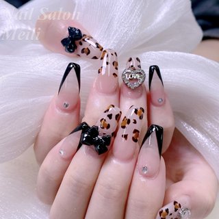 人気順｜レオパード(ヒョウ柄)/リボンパーツのネイルデザイン｜ネイル
