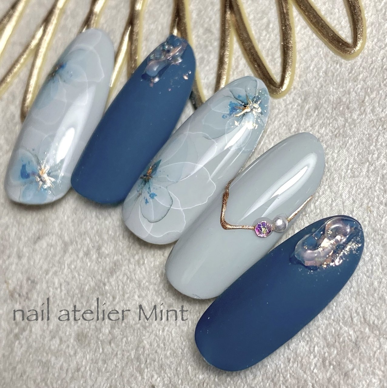 秋/冬/ハンド/水彩/フラワー - nail atelier Mint〜nozomi.のネイル