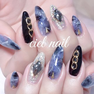 ニュアンス/ブルー/シルバーのネイルデザイン｜ネイルブック 