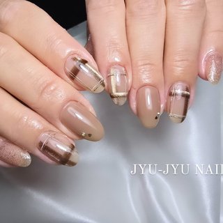 チェック/マグネット/ブラウンのネイルデザイン｜ネイルブック 