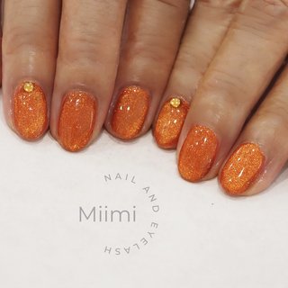オレンジベージュマグネットネイル 07 クリアハート ハロウィン 韓国 うるうる オレンジベージュマグネットネイル 07 クリアハート オレンジ