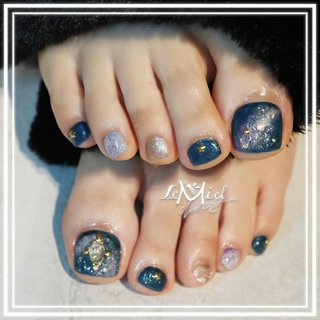 #お客様フットネイル 
#ネイルアート #nailart #gelnail #ジェルネイルデザイン #ネイルデザイン #nailstagram #naildesigns #naildesign #gelnails #フットネイルデザイン #フットジェル #footgel #spacenails #ギャラクシーネイル #ニュアンスネイル 　#宇宙ネイル #オールシーズン #七夕 #リゾート #フット #グラデーション #ニュアンス #ギャラクシー #キラキラ #個性派 #ショート #スクエアオフ #ブルー #ネイビー #シルバー #ペディキュア #お客様 #nail LeMiel #ネイルブック