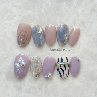 パール/マーブルのネイルデザイン｜ネイルブック 