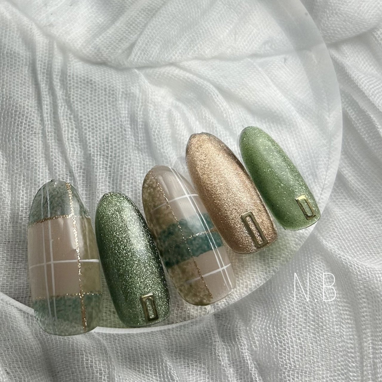 秋/冬/ハンド/チェック/マグネット - naturalbeautyのネイルデザイン 