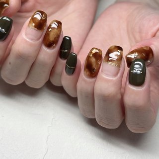 べっ甲/ブラウンのネイルデザイン｜ネイルブック 