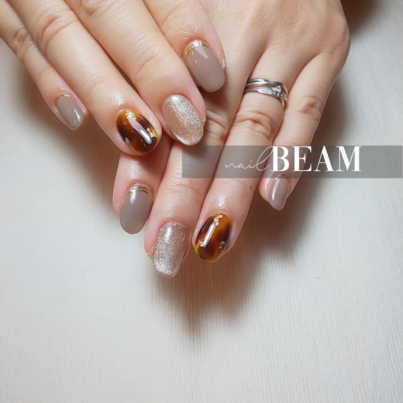 秋/冬/ハンド/べっ甲/マグネット - nailbeamのネイルデザイン[No 
