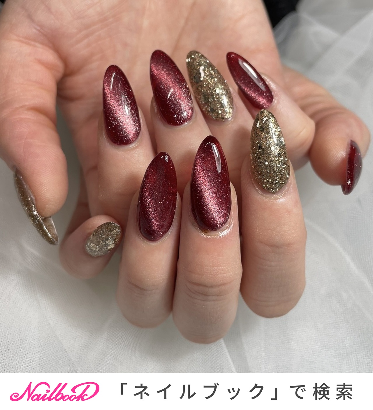 人気順｜ボルドー/#赤マグネットネイルのネイルデザイン｜ネイルブック