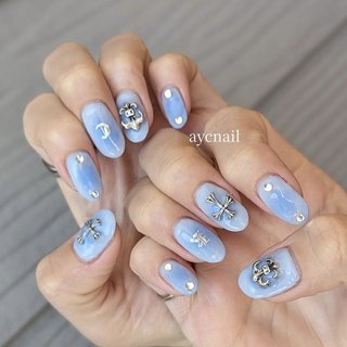 ブルー ラメ クロムハーツネイルパーツ 12個 ブルー ラメ クロムハーツネイルパーツ 12個