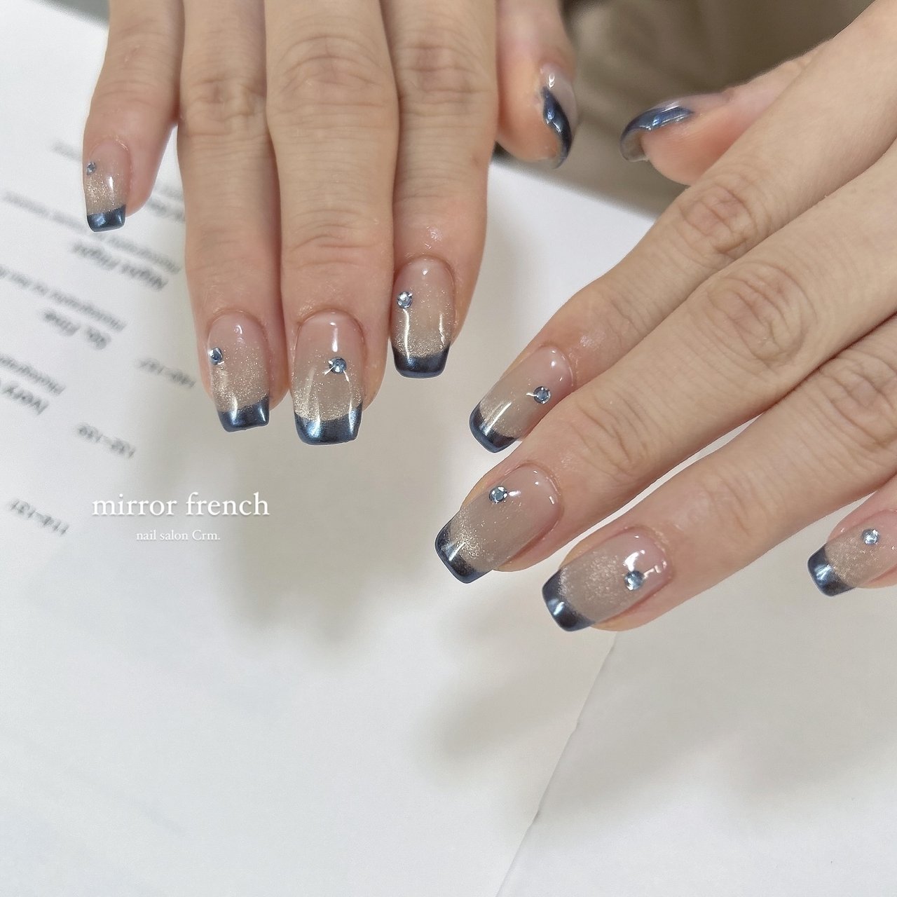 サイズオーダー】マグネットミラーフレンチネイルチップ