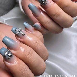 ブルー ラメ クロムハーツネイルパーツ 12個 ブルー ラメ クロムハーツ