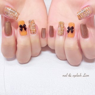 2025年】新着順｜リボン/#秋色ツイードネイルのネイルデザイン｜ネイル