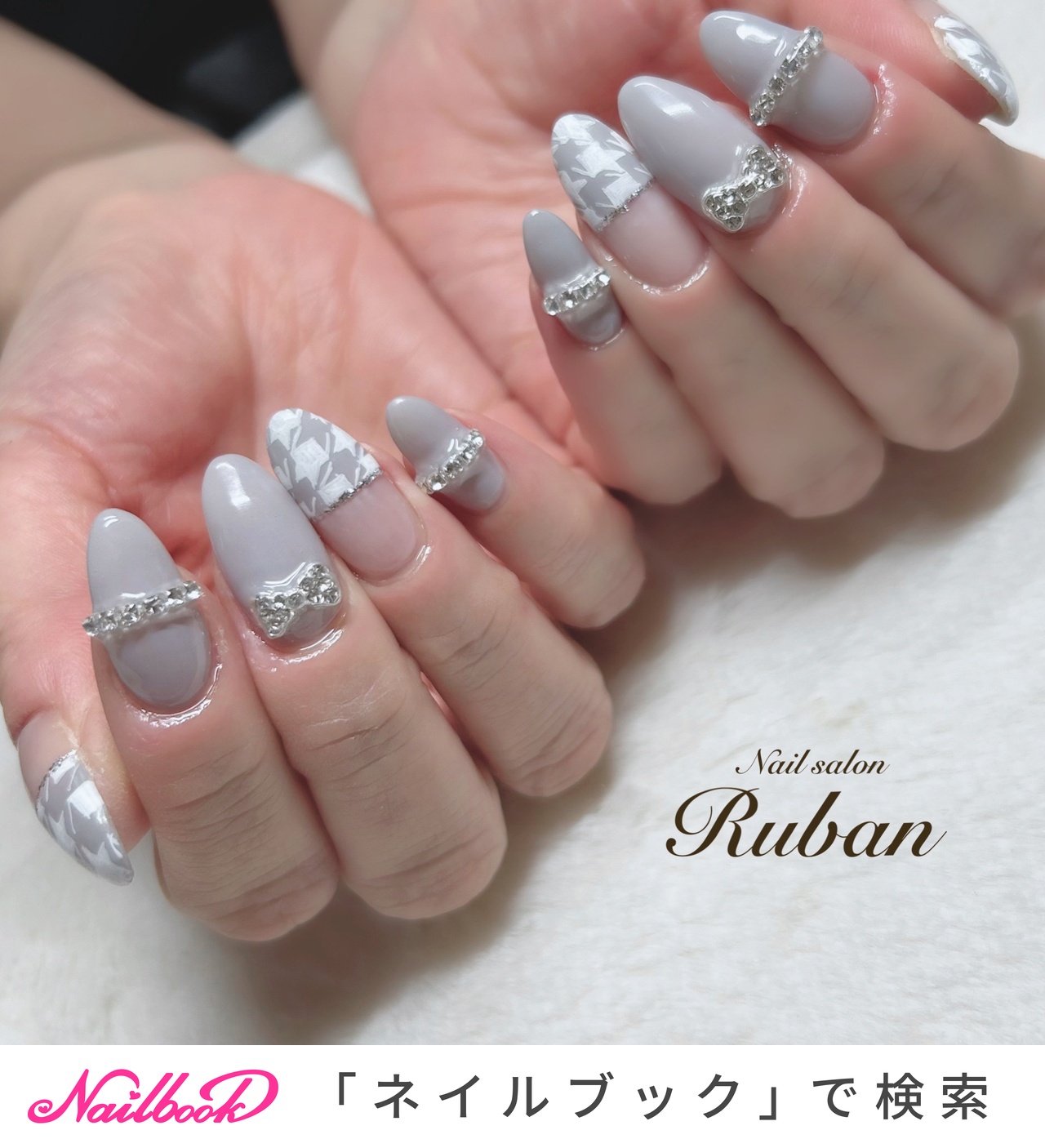 千鳥柄/リボンのネイルデザイン(2ページ目)｜ネイルブック