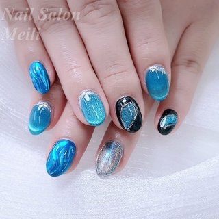 ネイルチップニュアンスマグネットぷっくりチューリップミラーリボン984