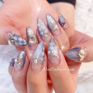 オーダー専】 冬 ツイード 量産型 千鳥柄 シルバー クリスマス ネイル