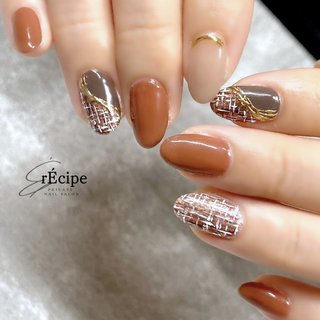 おすすめ順｜ツイード/＃キャメルのネイルデザイン｜ネイルブック