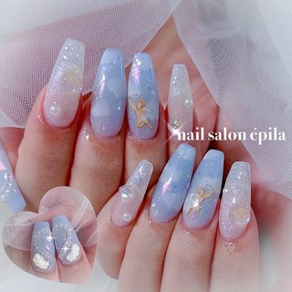 ☑︎オーロラピンクの雲模様 ネイルチップ 韓国 オーダー ニュアンス