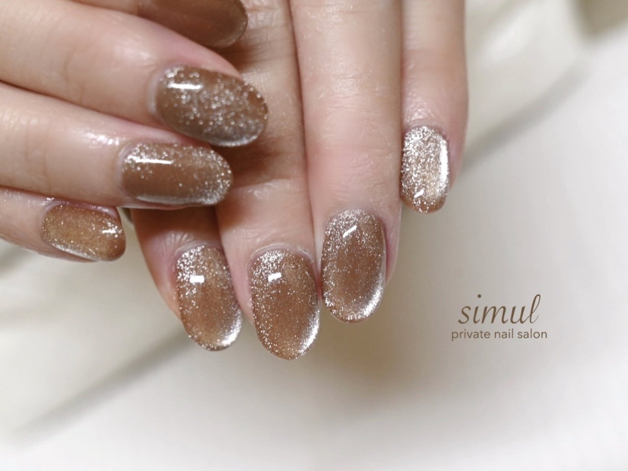 ハンド/ワンカラー/マグネット/ブラウン/ジェルネイル - simul