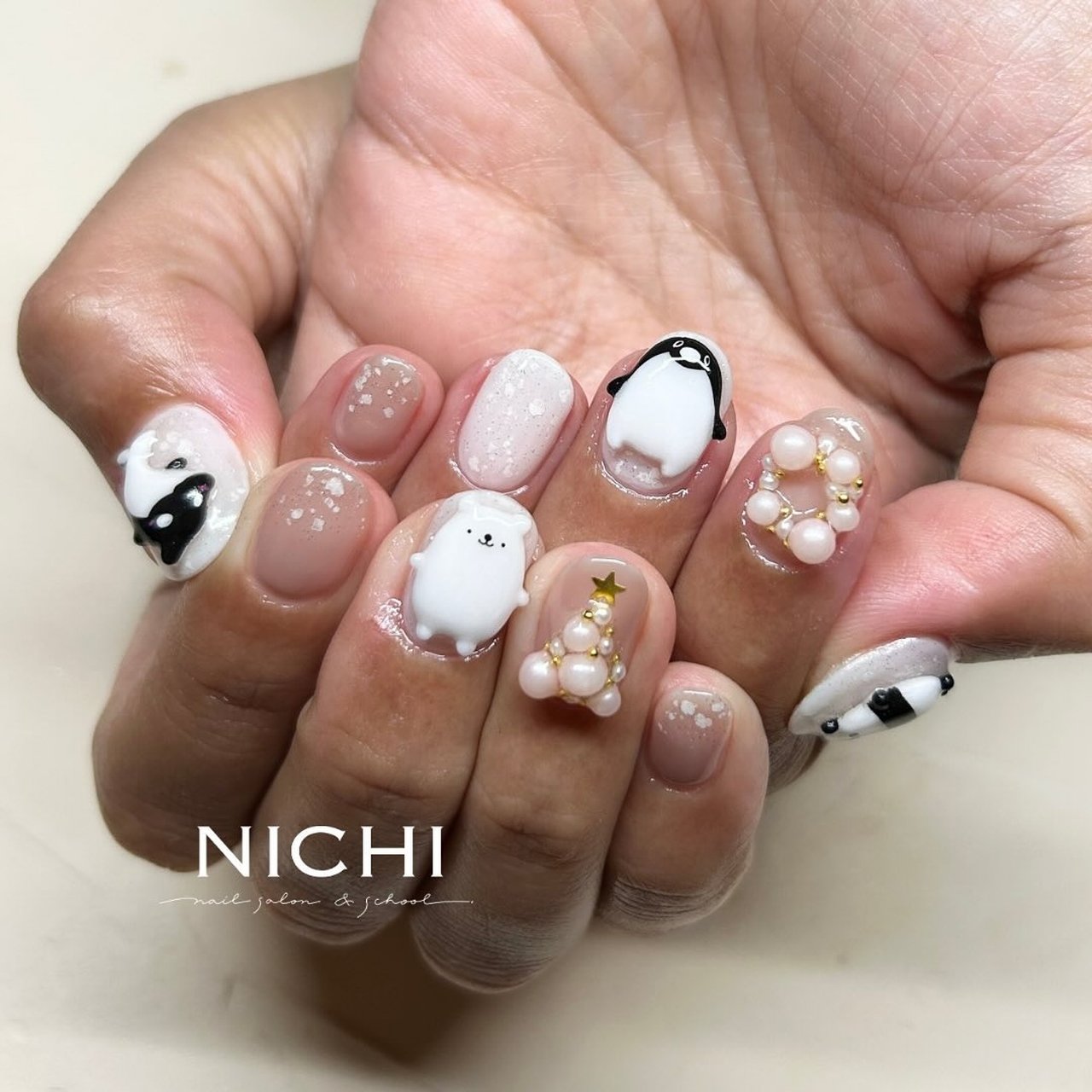 クリスマス/ハンド/3D/ミディアム/ラウンド - NICHI nail salon