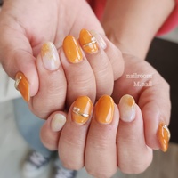 ネイルチップ ブラウン ニュアンス オレンジ ちゅるん オーダーネイル ネイルチップ ブラウン ニュアンス オレンジ ちゅるん オーダー
