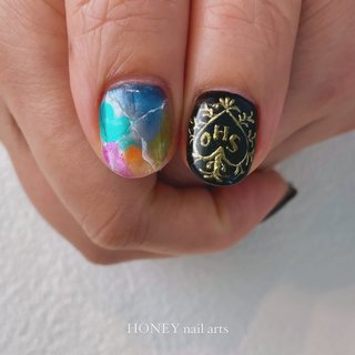 オーダー】ネイルチップ ニュアンス ハート チェック 推し no.48