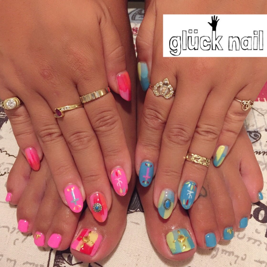 夏 秋 海 女子会 フット Gluck Nailのネイルデザイン No ネイルブック