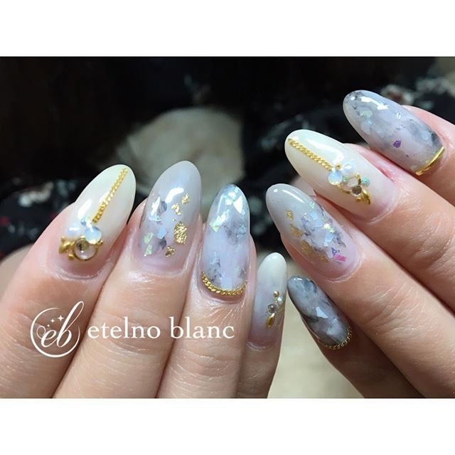 秋 ハンド ニュアンス べっ甲 ロング Etelno Blancのネイルデザイン No ネイルブック