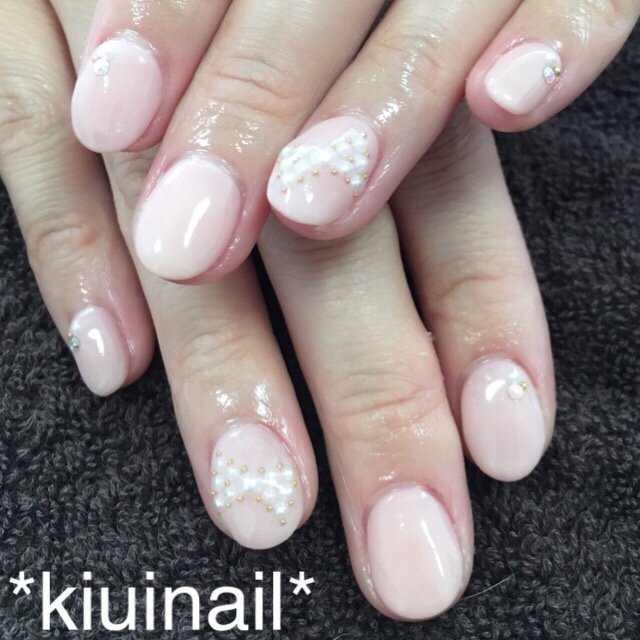 オールシーズン オフィス デート ハンド リボン Kiuinailのネイルデザイン No ネイルブック