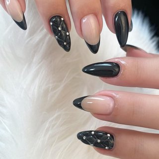 おすすめ順｜キルティング/#黒フレンチネイルのネイルデザイン｜ネイル