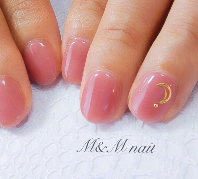 ハンド ワンカラー ショート ピンク レッド Mandmnailのネイル