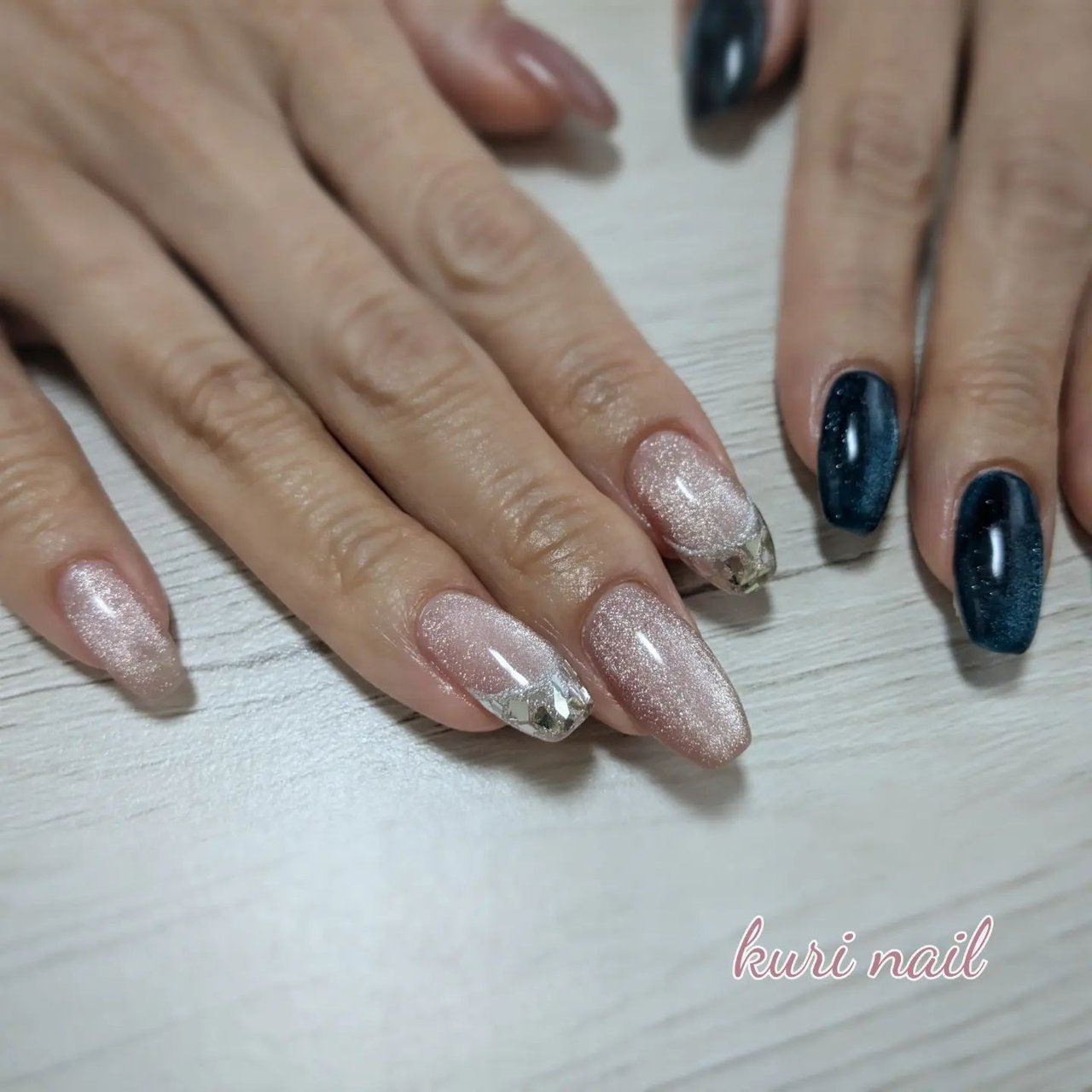 秋/冬/ハンド/マグネット/キルティング - くりのネイルデザイン[No