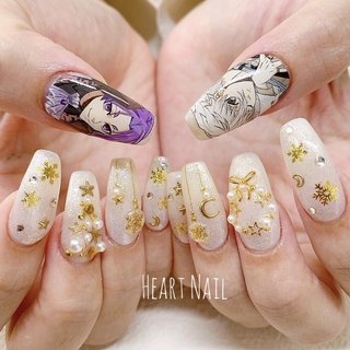 OD.34サイズオーダーネイルチップ フレンチガーリー韓国ハートりぼん赤