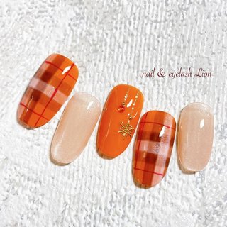 2026年】新着順｜#オレンジチェックネイルのネイルデザイン｜ネイルブック