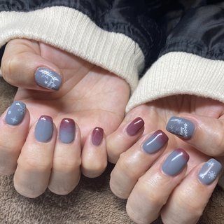  #クリスマス #ハンド #グラデーション #雪の結晶 #ショート #スクエア #nailya_chika_0320 #ネイルブック