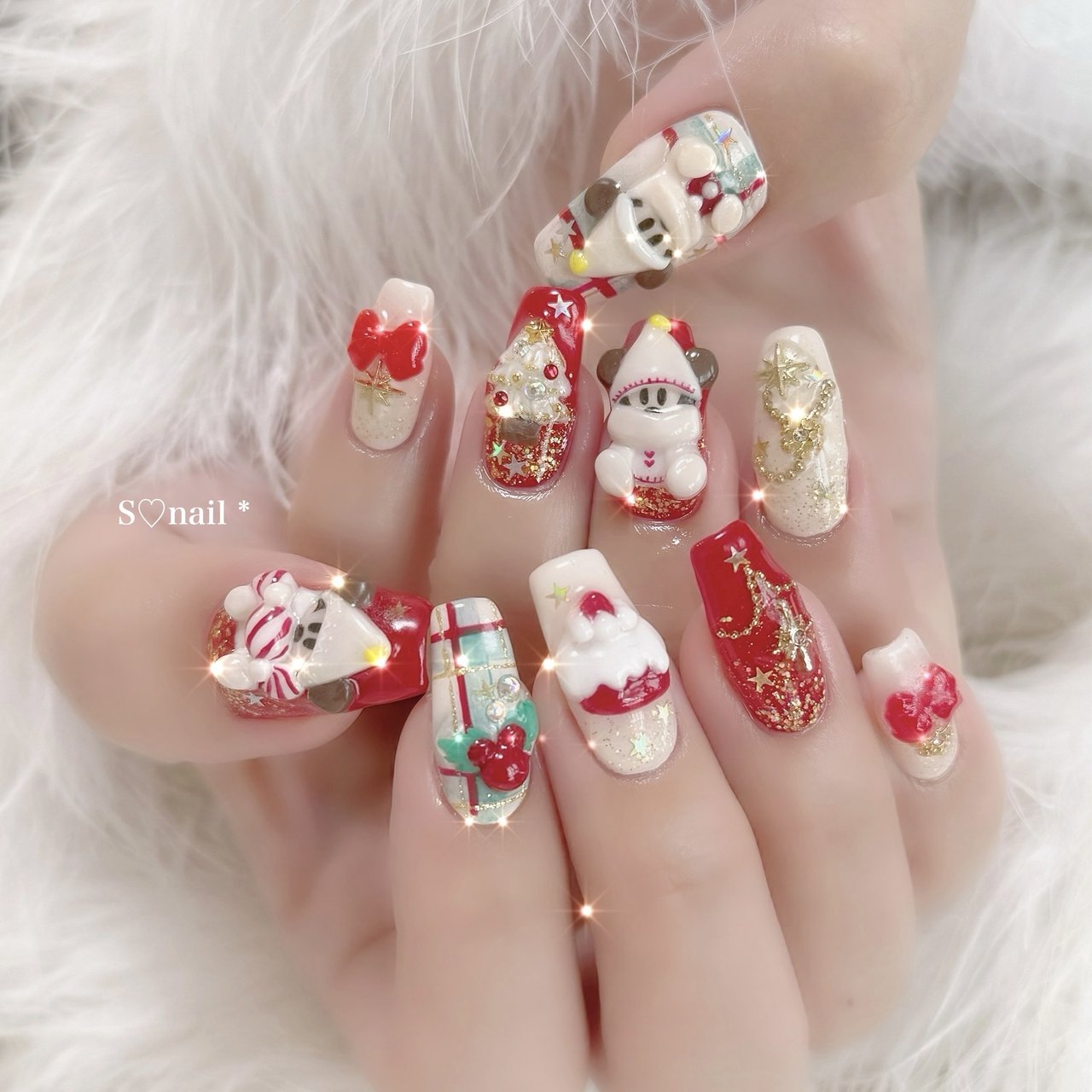 クリスマス ディズニー ネイル パーツ 3d リルリンリン