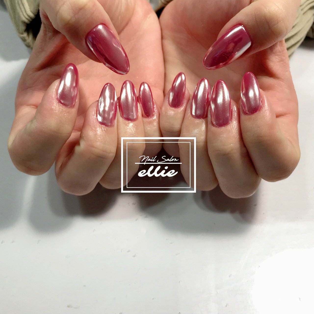 ハンド/ワンカラー/ミラー/ピンク/シルバー - Nail Salon ellieの