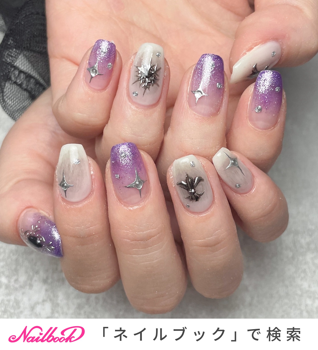 パープル(紫)/クロムハーツのネイルデザイン(2ページ目)｜ネイルブック