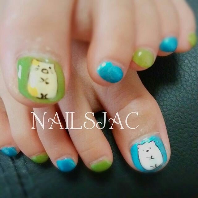 夏 フット キャラクター ショート マニキュア ちなみ Nailsjacのネイルデザイン No ネイルブック