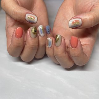 ネイルチップ シーリング スタンプ ニュアンス ホロ ゴールド ネイル