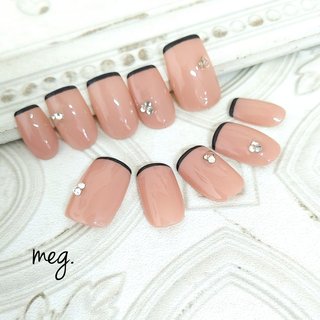 オーダーページ】ネイルチップ 韓国 ガラスフレンチ リボン 薔薇