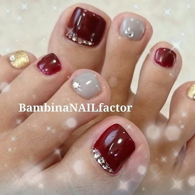 秋 パーティー 女子会 フット ワンカラー Bambinanailfactorkiyokoのネイルデザイン No ネイルブック