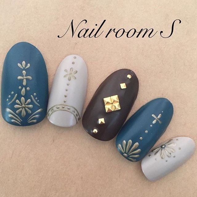 秋 オールシーズン ハンド エスニック マット ｎailroom ｓのネイルデザイン No ネイルブック