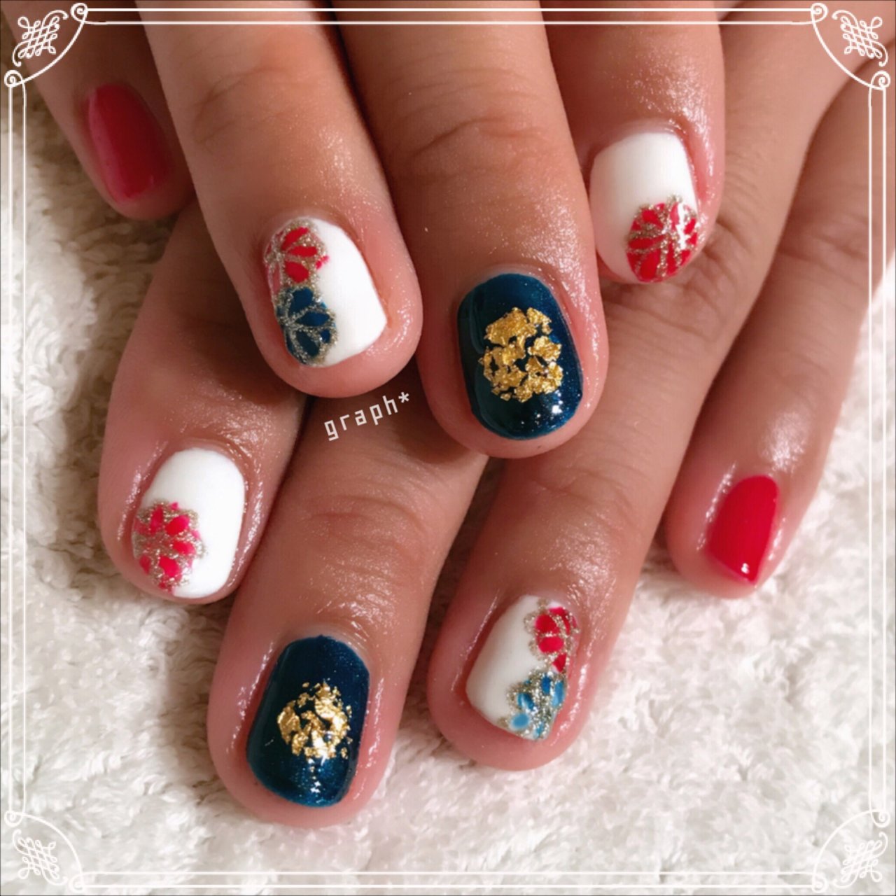 お正月 成人式 浴衣 ブライダル ハンド Graph Dsnのネイルデザイン No ネイルブック
