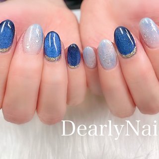 シンプル/マグネット/韓国/水色/ネイルチップ - REPOS DE2 CHAT.の
